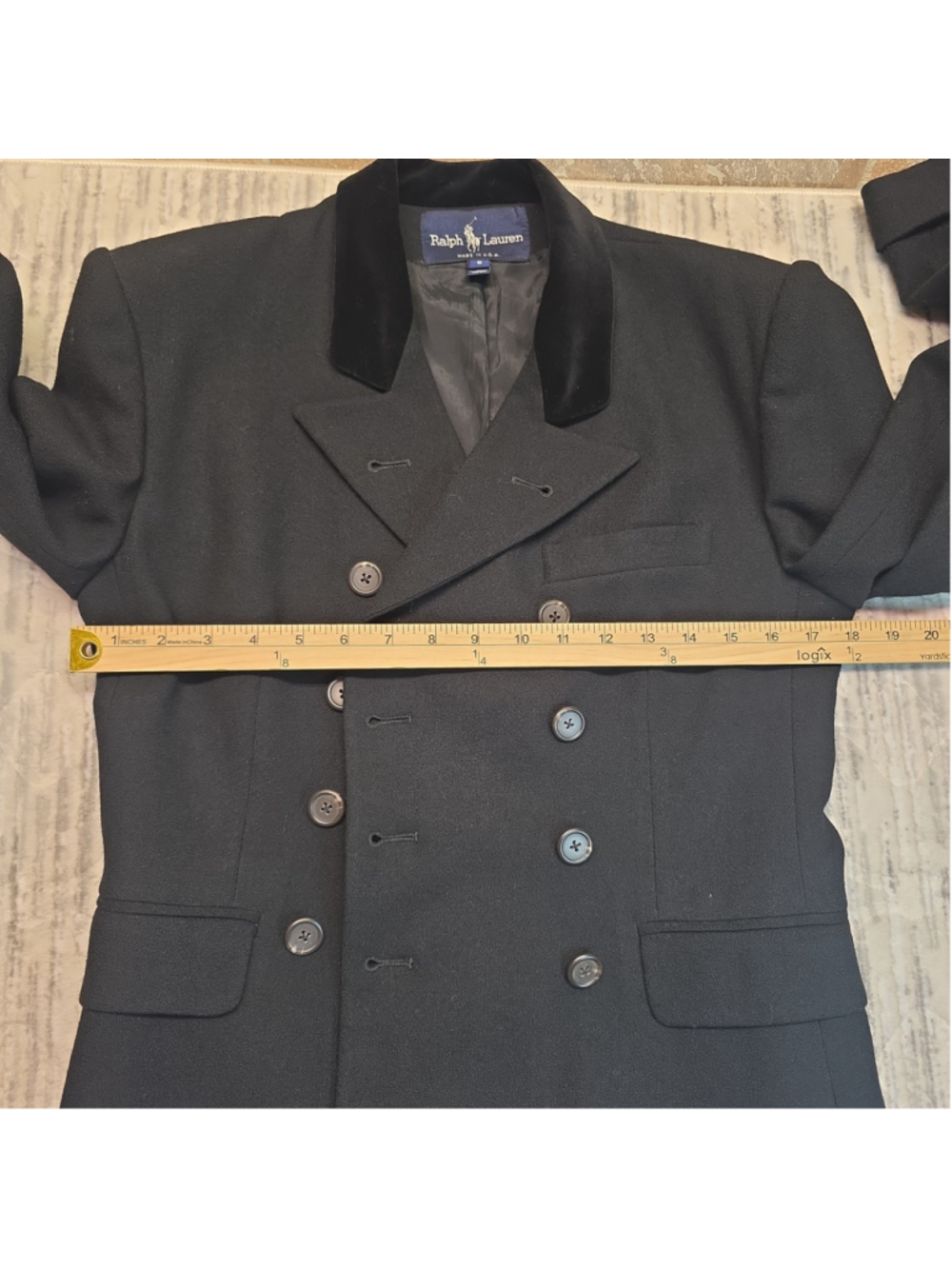 Ralph Lauren Royal Velvet Collar Crest Blazer Womens 100% Wool Double Breasted 8 - Picture 11 of 14